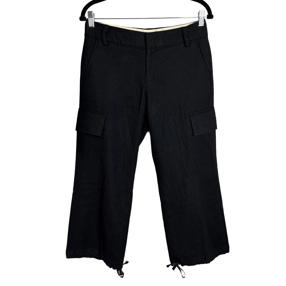 Banana Republic Martin Stretch Cropped Cargo Pants Women’s Size 2 Black Wide Leg